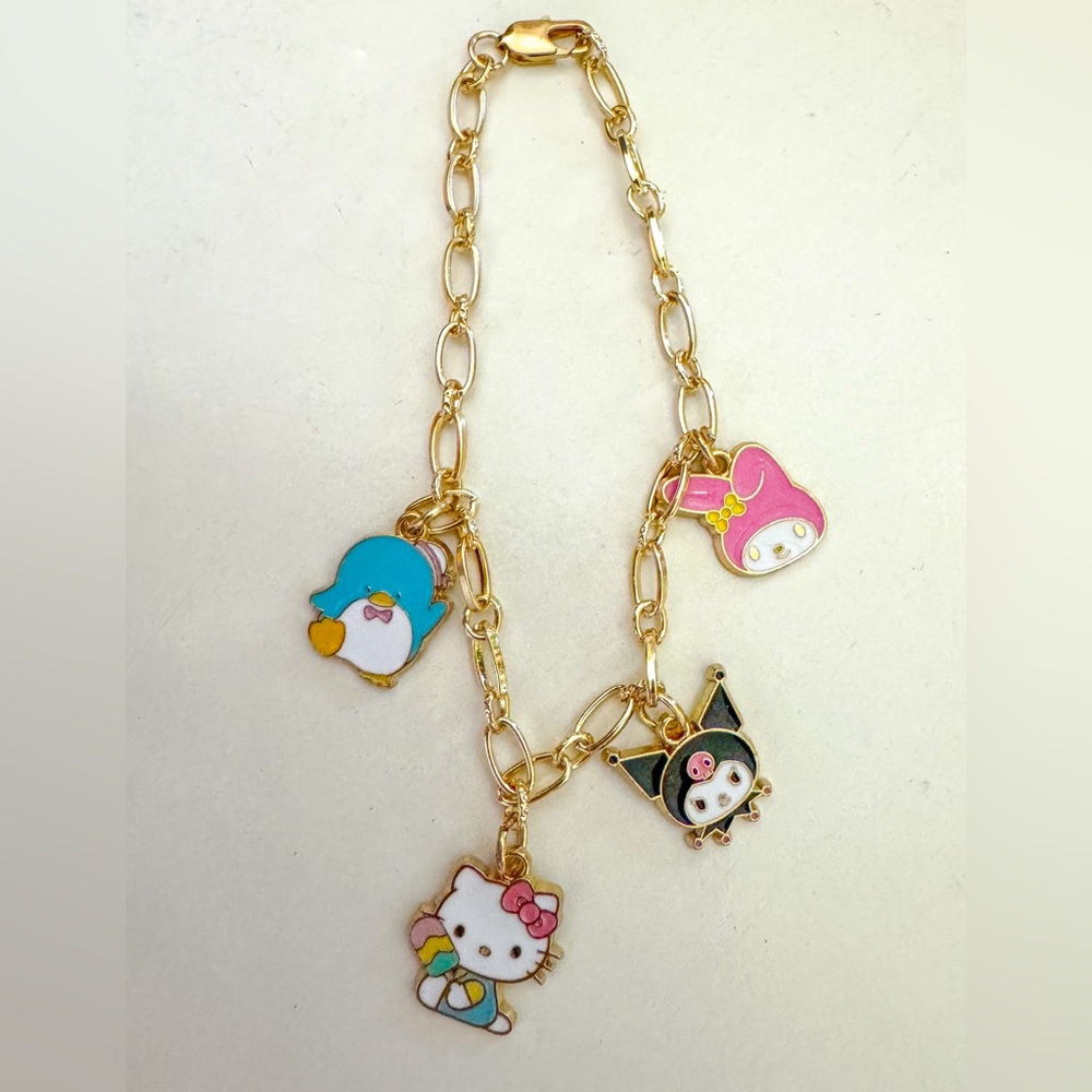 Handmade Hello Kitty Gold Charm Bracelet